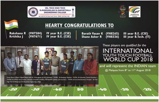  Players representing International Youth Touch Football world cup 2018 at Malaysia
